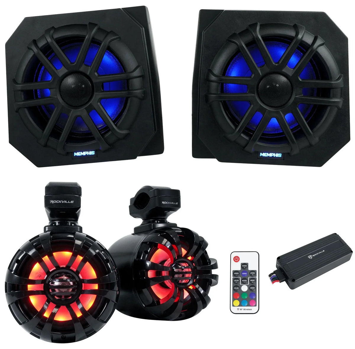 XP900 Speakers+Amp RNGR65FE Pods+LED 2) Memphis Ranger For Tower Polaris 2013-17