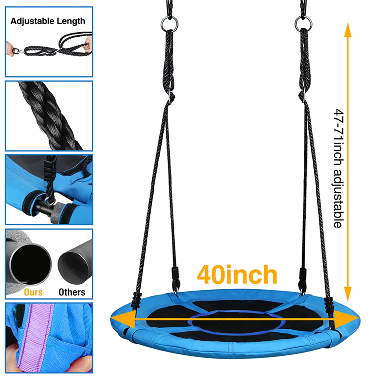 Heavy Metal Set Inch A-Frame Swivel 40 Stand and with Trekassy 440lbs Tree Swing Metal Duty Swing, Swing Saucer