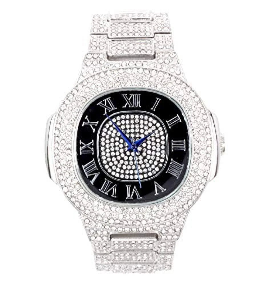 8475Color Black) Metal Color Mens - Oblong Watch Out (ST10235SDR# Silver Bling-ed Blast on