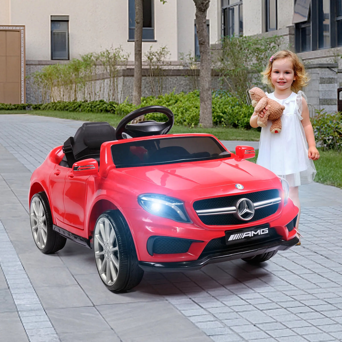 on Music Ride Red W/ Licensed Benz Control Remote 6V Kids 3-6 TOBBI Age Car Lights Child,