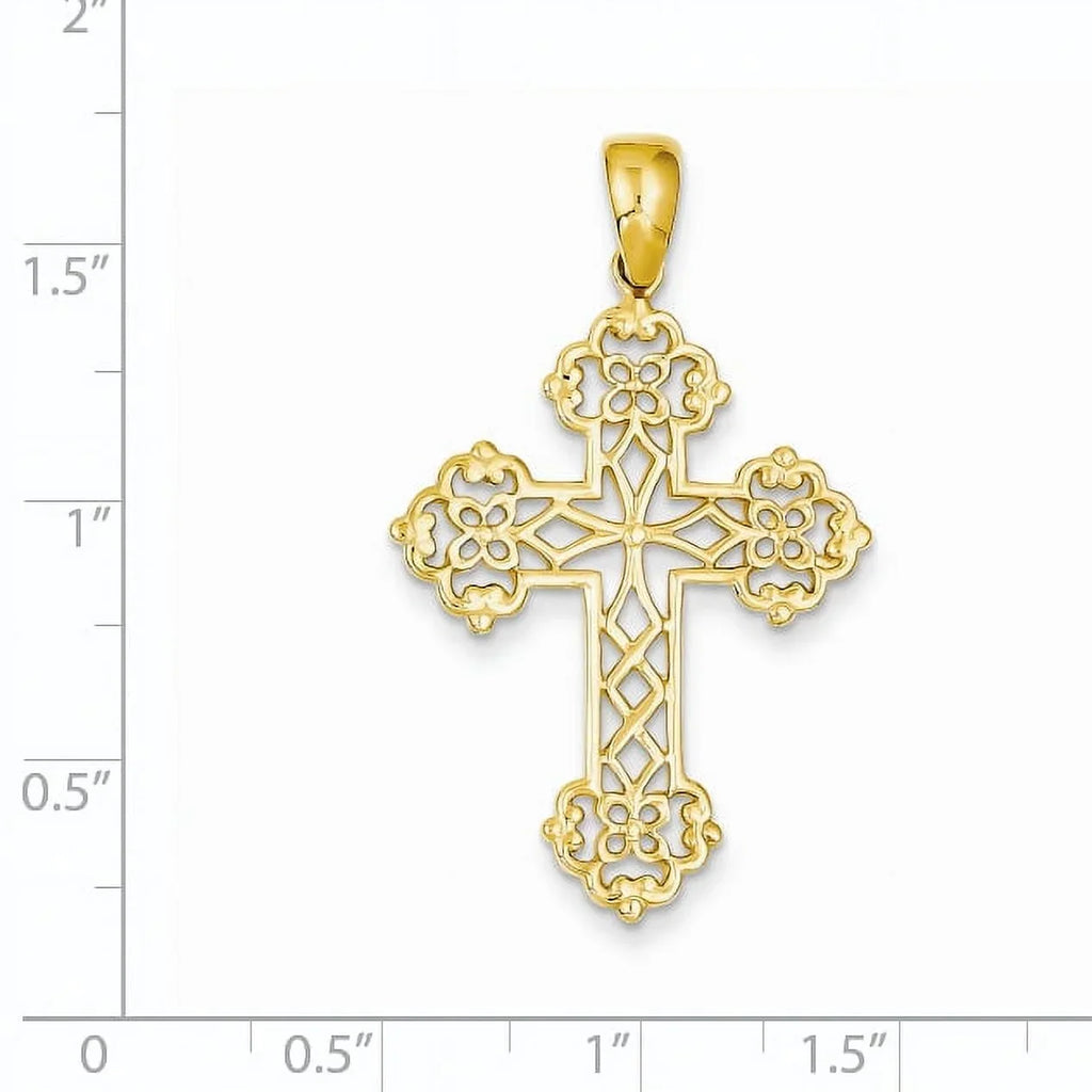 Lacey Cross 14K Beautiful Budded Pendant