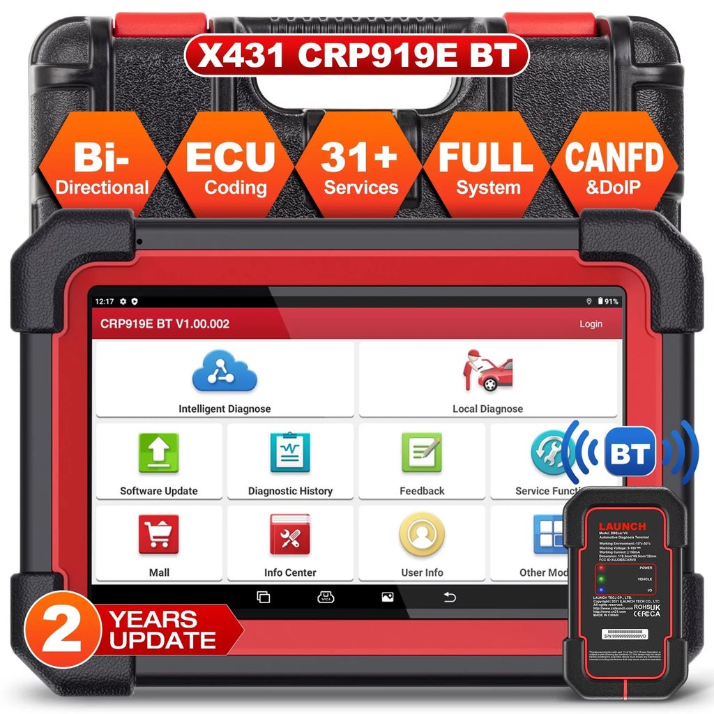 CRP Scanner All Coding,Bi-Directional Full for DOIP,FCA LAUNCH BT Vehicles,ECU 2024 Control,CANFD Tool AutoAuth Scan 919E OBD2 with Diagnostic X431 System