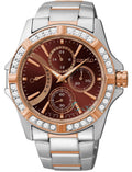 Seiko Crystal Fixed Bezel Lord Women's Two-Toned Stainless Watch Swarovski Steel