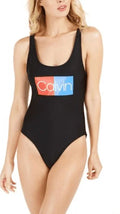 Klein Logo US U-Back BLACK Deep One-Piece Large Calvin Swimsuit,