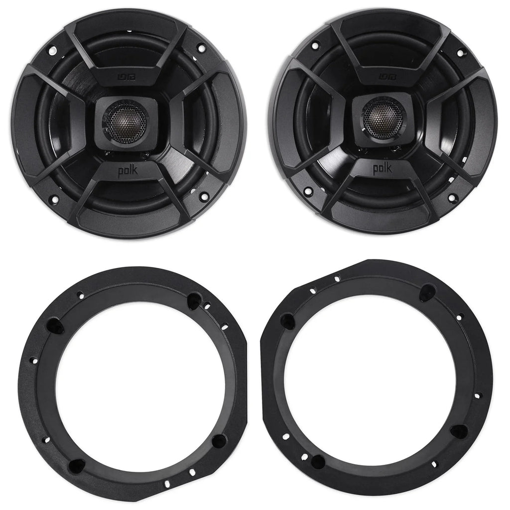 1998-2013 Polk Davidson Touring Plates 300w Harley Speakers w/Adapter 6.5" Audio
