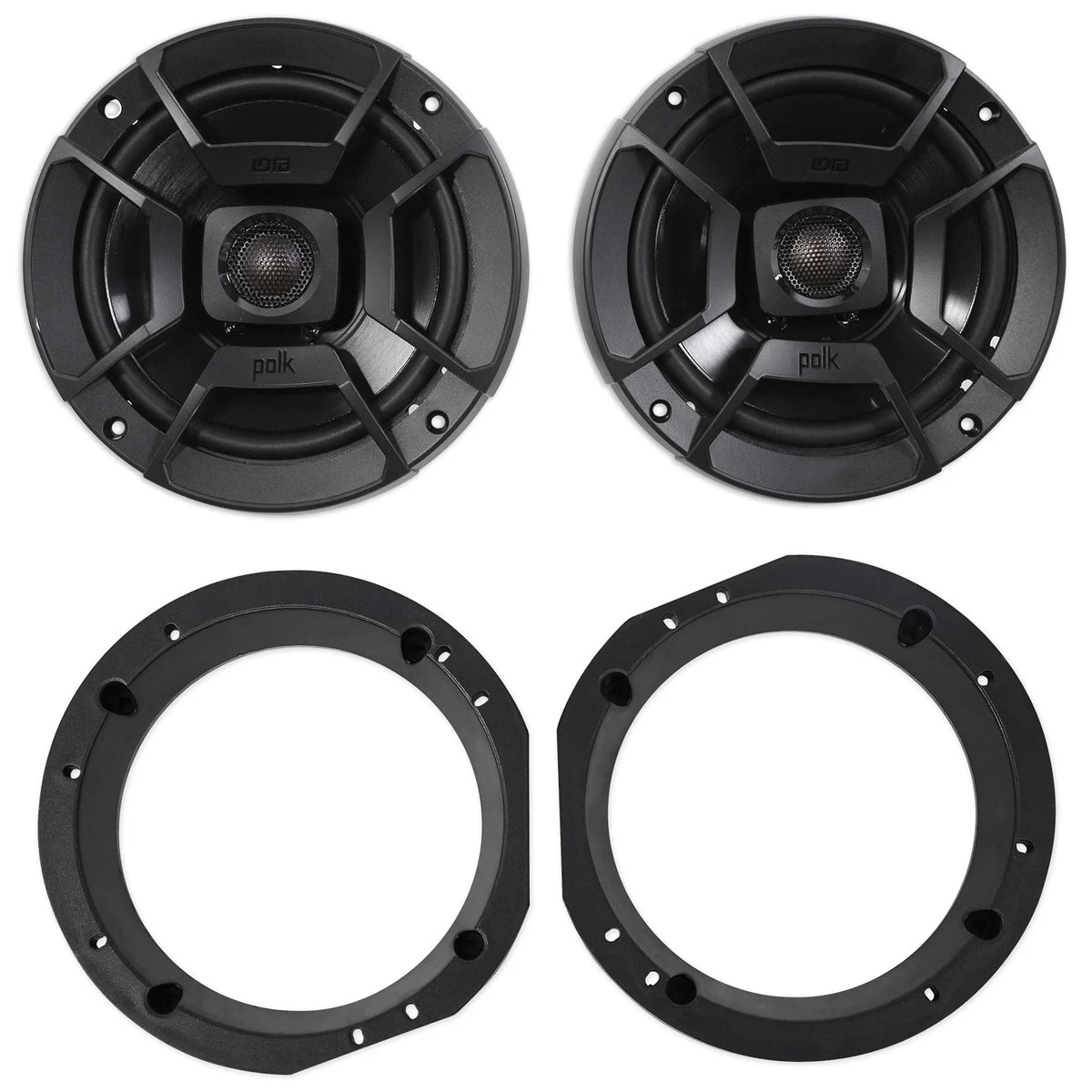 1998-2013 Polk Davidson Touring Plates 300w Harley Speakers w/Adapter 6.5" Audio