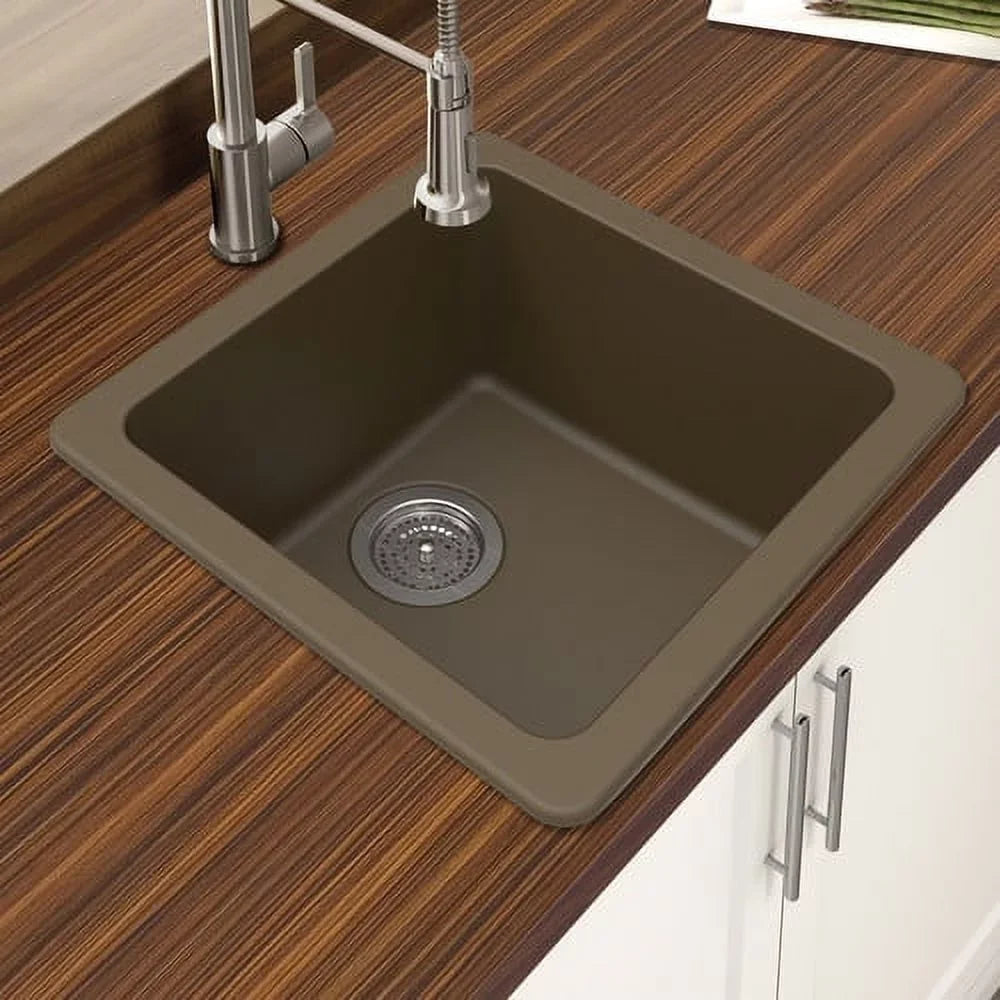Winpro Kitchen Single L W 16.64'' Quartz Mount 16.64'' Dual Sink Granite x Bowl