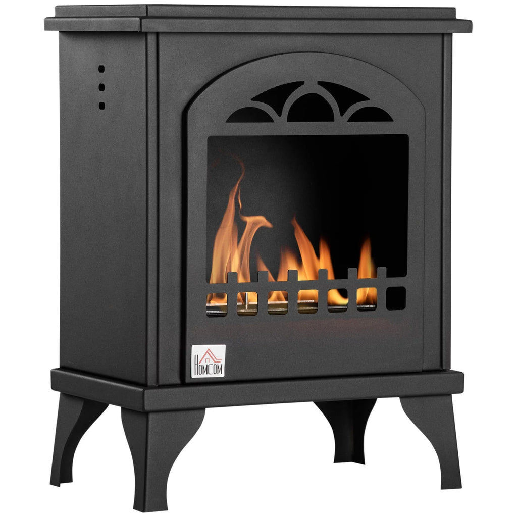 0.4 Sq. Stove Burns Gal Black Freestanding Heater to Max HOMCOM Hours, 3 up Ft., Fireplace, 470 9.75" Ethanol