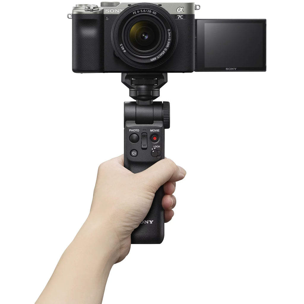 Vlogger Kit Accessories Remote Full Gear Mirrorless F4-5.6 GP-VPT2BT Battery 28-60mm 2x Bundle ILCE7CL/S with ACCVC1: Bag + Body & + Shooting Grip Frame w. + Silver Wireless a7C Deco Camera Lens