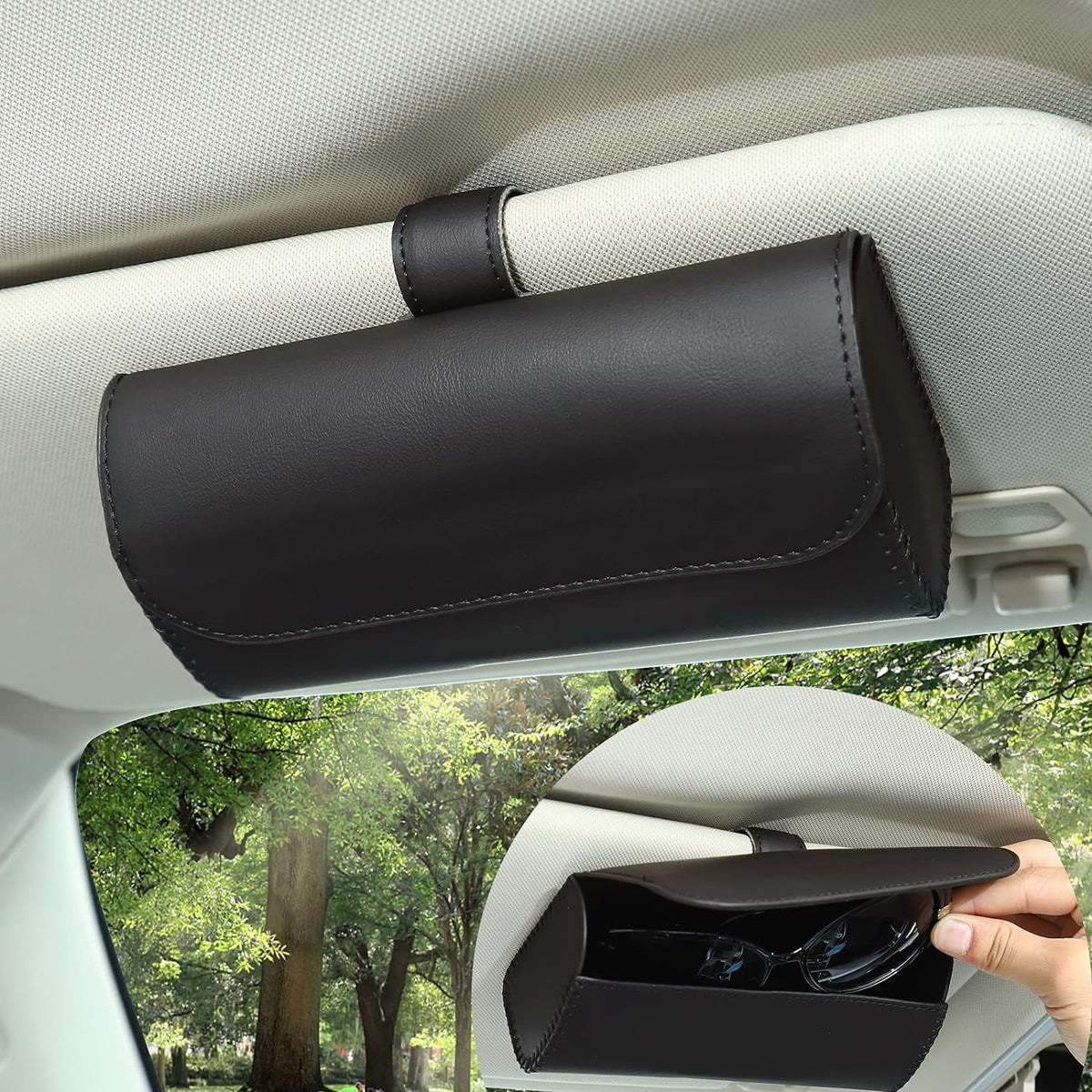 On Visor, Box Organizer Sunglasses for Clip Sunglasses Holder Car, Sunglass Holder Sun Car Holder Sunglasses for