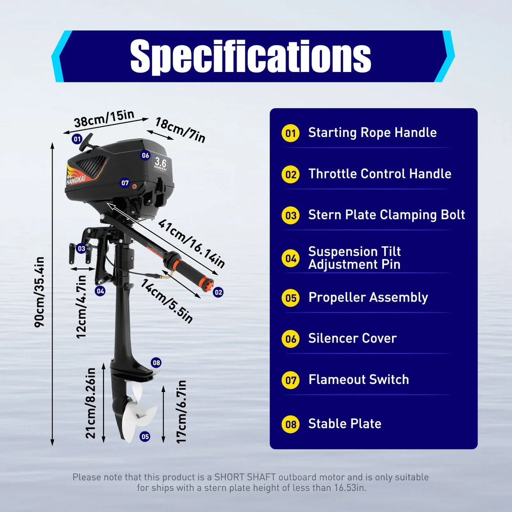 Engine Fishing Boat Motor,Trolling Motor 3.6HP 2 exterior Adventure Outboard Boat WUZSTAR Stroke for Aquaculture