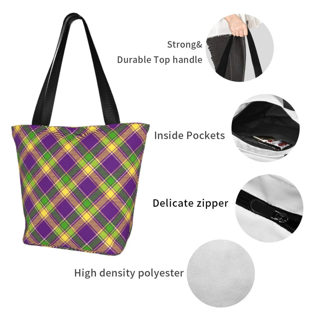 Hobos Bag Tote Large Lukts Plaid Gras Capacity Shopping Handbags Mardi Bag Women'S Bag,Shoulder