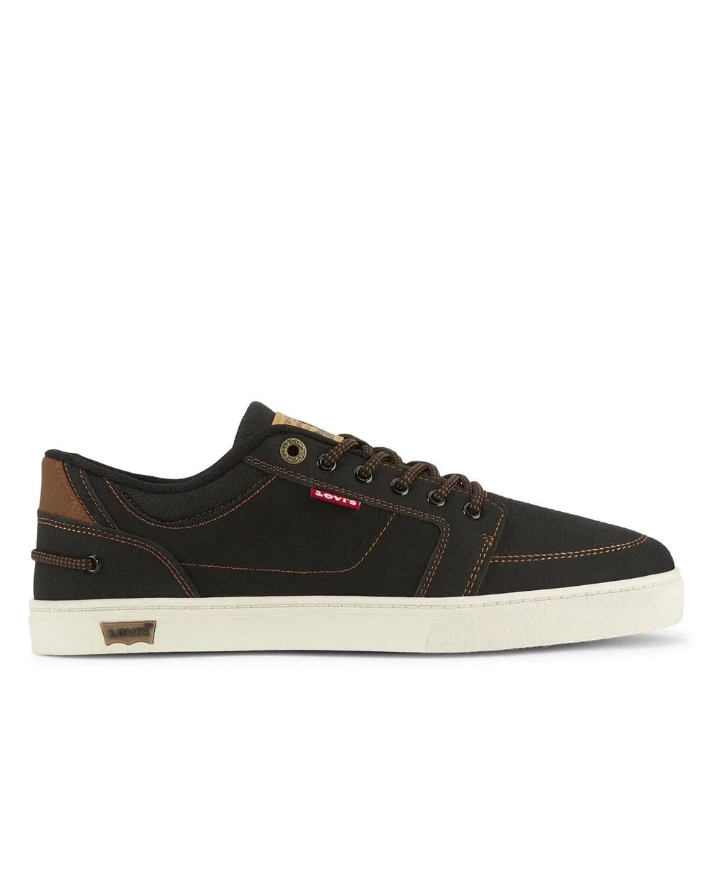 LOW NEW HARBOR LEVIS SNEAKERS SHOES MEN dimension SPORTS 9.5 BLACK/TAN WAX TRAINERS