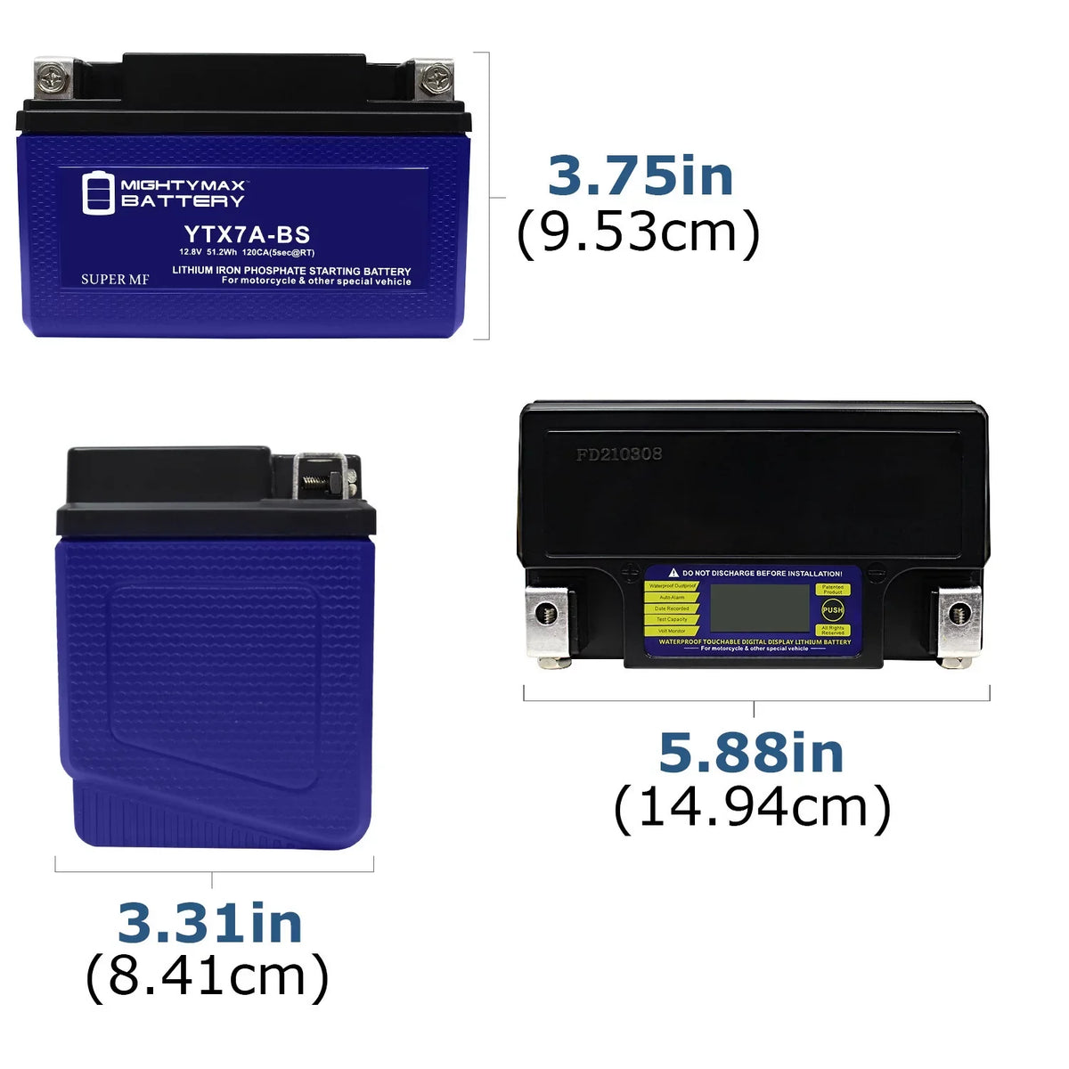 4 Compatible YTX7A-BS Battery - Evo Replacement with Pack Peugeot 2014 Lithium 50 Tweet Scooter