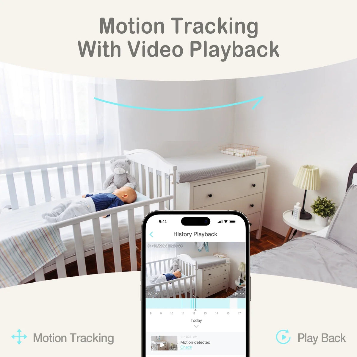 Detection, Monthly Smart Background 2K with Monitor(FSA&HSA Audio, Video Vision, Sense-U Night Crying Person/Baby Eligible) Baby Pan-Tilt-Zoom, No 2-Way Zone Talk, Fee, Sound/Motion Activity