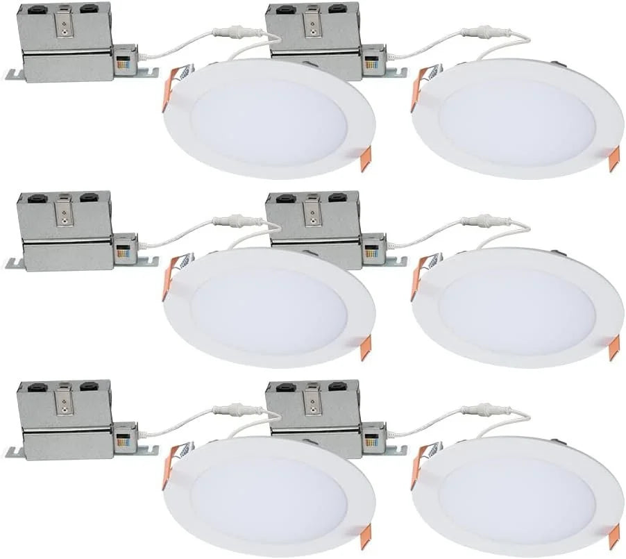 Thin - HALO inch 6 Light Ceiling - Pack LED Shower Downlight White 6 Disc CCT Selectable & 5 Ultra Recessed Canless