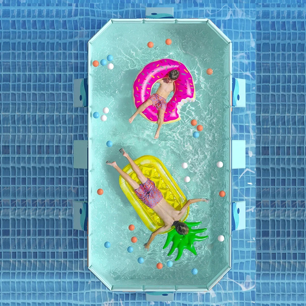 Collapsible Pool Garden Kiddie Swimming Ground Pool Backyard(Blue) 113" for Above Non-Inflatable ANJORALA