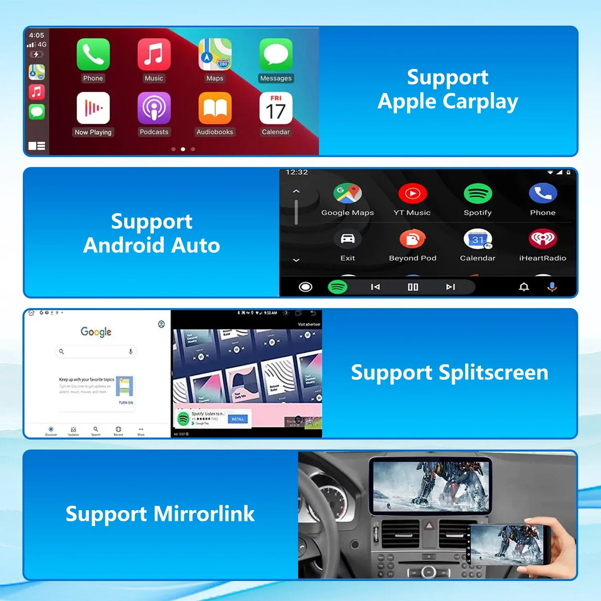 W204 C 8GB+256GB Screen Wired Year Class Touch with 10.25" Touch Top Mirrorlink Supports NTG4.5/4.7, CarPlay Wireless Car for Auto 13 Car Android Screen Stereo Benz Road Android 2011-2014