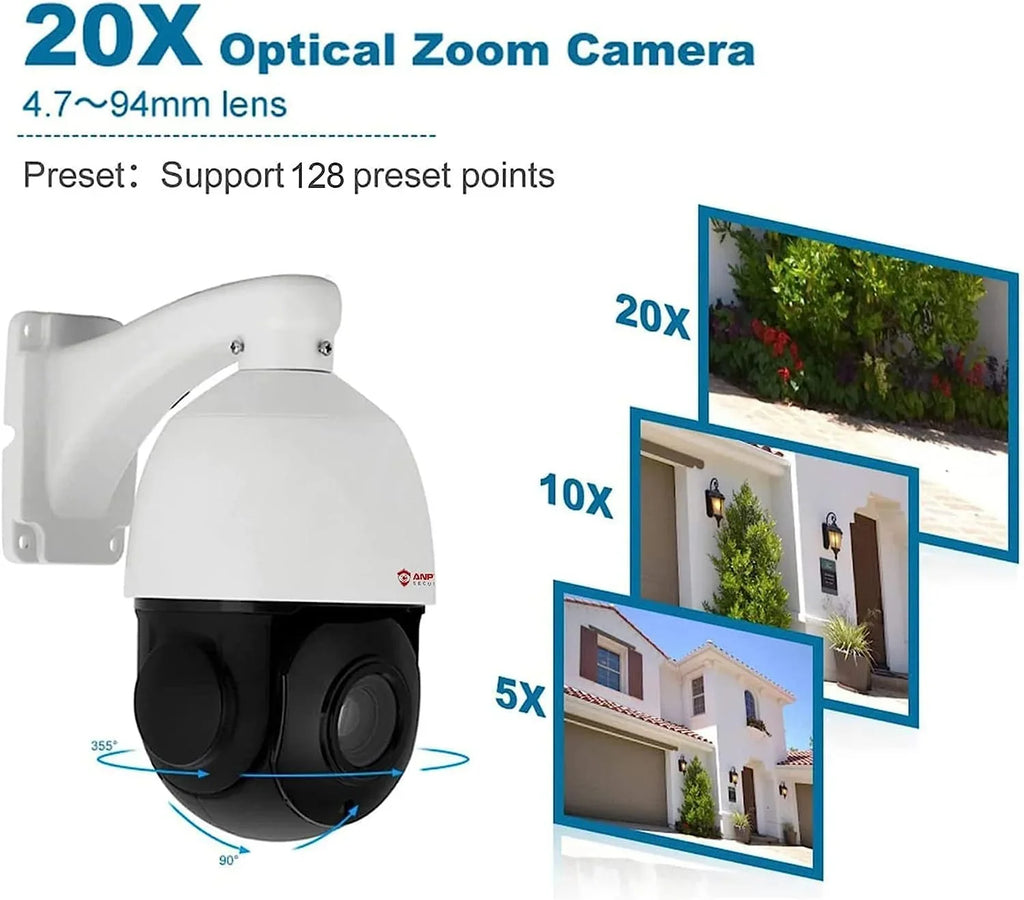 IP66 Vehicle IR Security 6MP Camera Indoor 20X Mic/Audio, Person 90°, Waterproof exterior Metal, Vision, Anpviz Pan with 360°/Tilt PTZ Detection, IP Zoom, Camera Surveillance PoE Optical IP Night PTZ