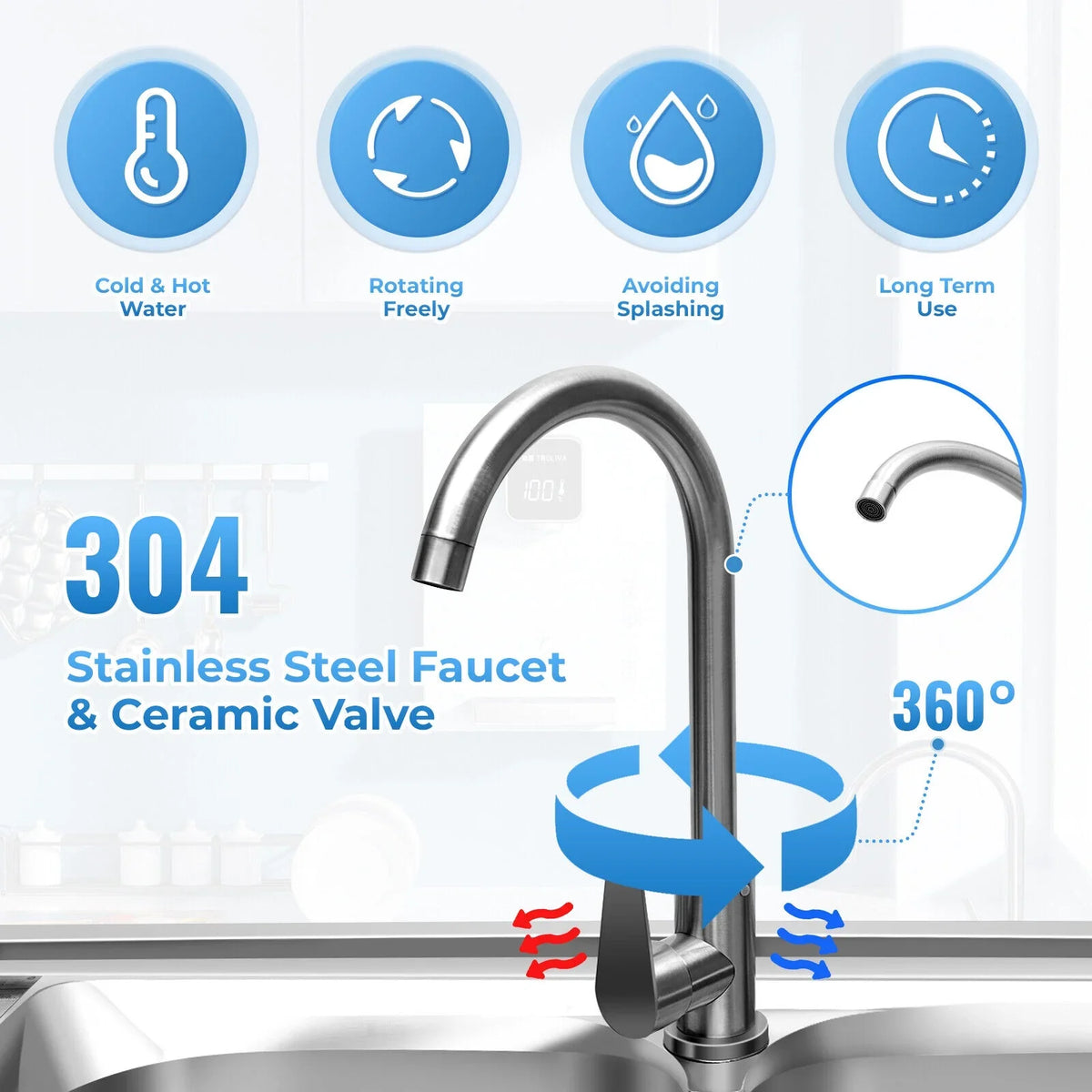 Stainless Utility w/Faucet Bowls Catering Kitchen Catering +Shelf Drainboard Bowl Bowl Sink 2 Prep Sink Kitchen 2 Prep Catering Sink 304 w/ Bowls Home Table Commercial Table Prep Steel Kitchen