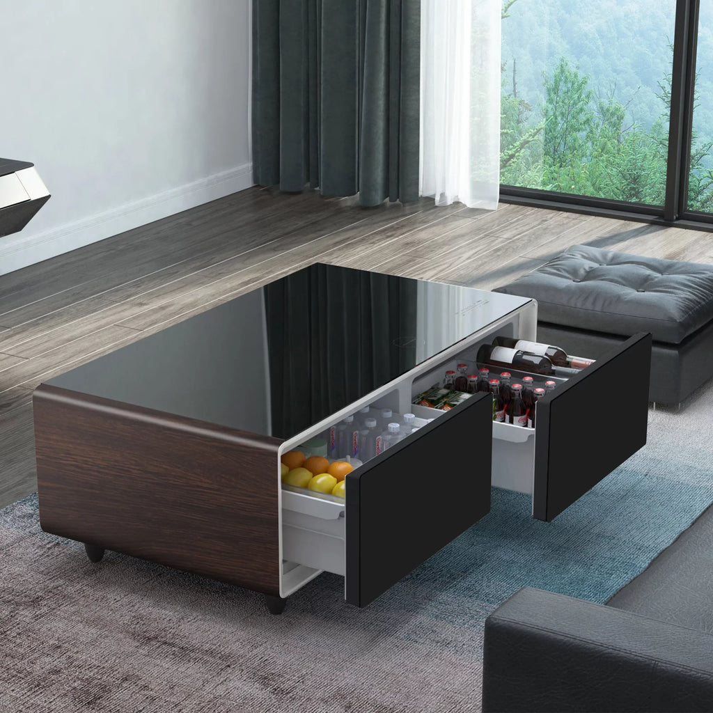 Atmosphere USB Touch Outlet with Speaker, Control Protection, Charging Fridge, Bluetooth Built-in Wireless Power light, Smart Interface, Socket, Panel, Brown Coffee Table Module, Modern