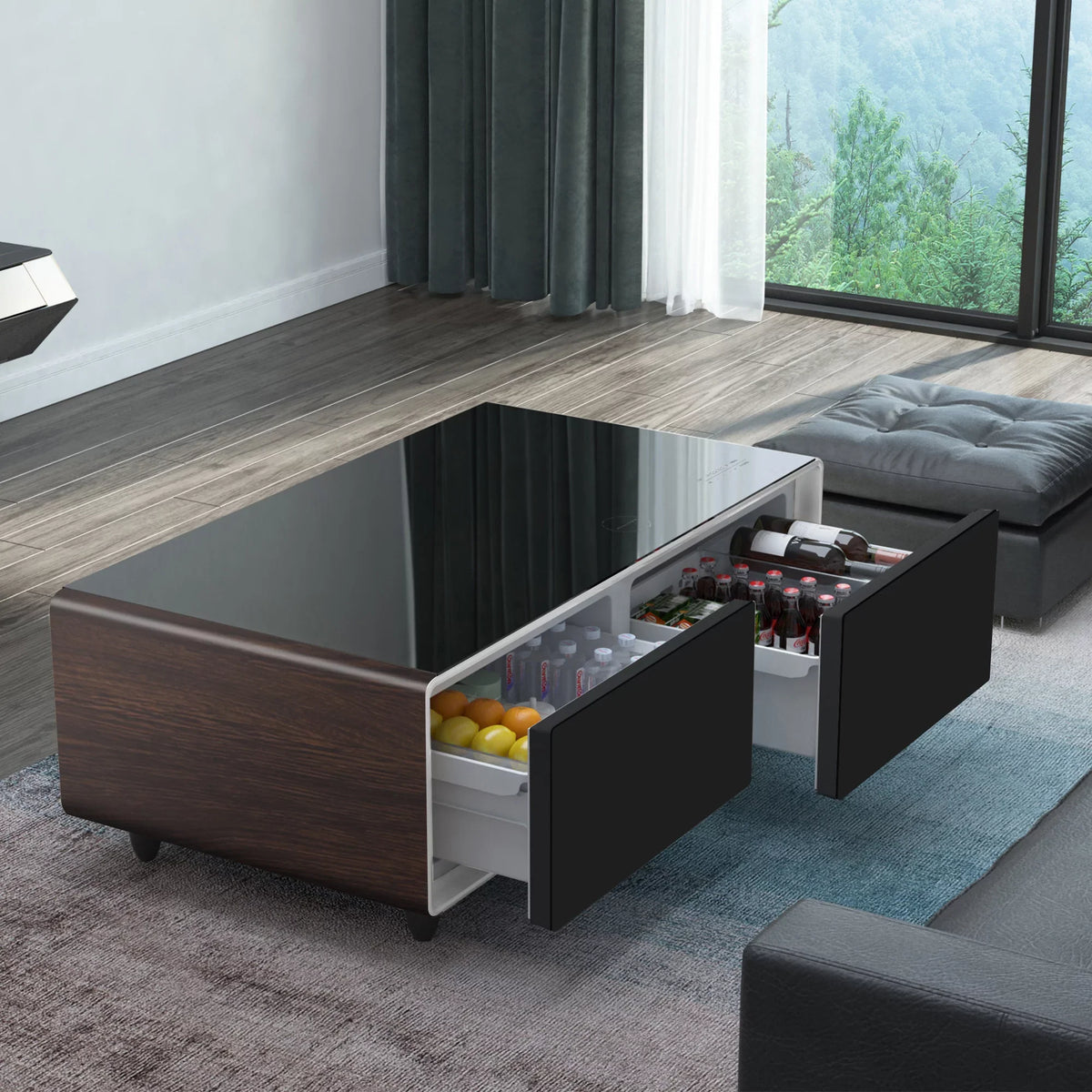 Atmosphere USB Touch Outlet with Speaker, Control Protection, Charging Fridge, Bluetooth Built-in Wireless Power light, Smart Interface, Socket, Panel, Brown Coffee Table Module, Modern