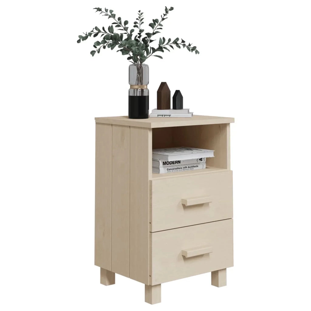 Cabinet Honey HAMAR Wood Solid Bedside Brown Htovila 15.7"x13.8"x24.4" Pine