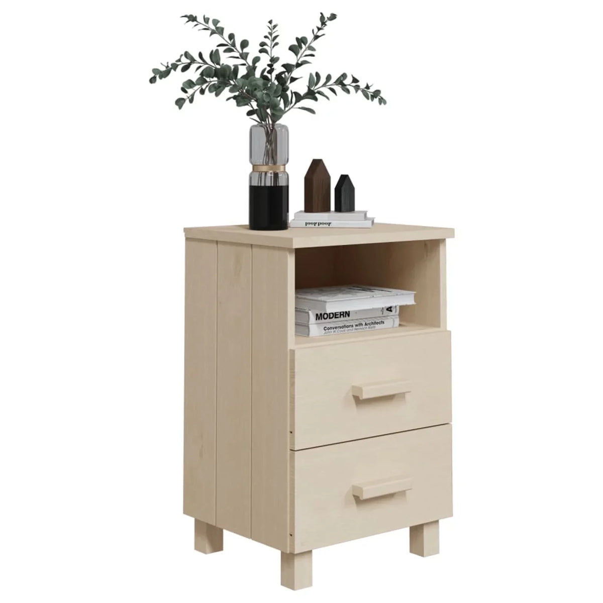 Cabinet Honey HAMAR Wood Solid Bedside Brown Htovila 15.7"x13.8"x24.4" Pine