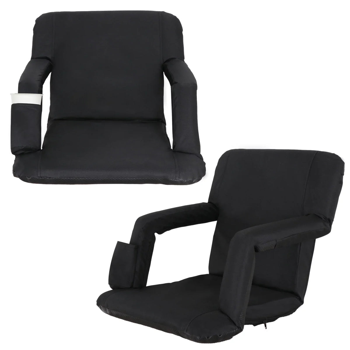 Chair Bleacher Seat Portable ZenSports Reclining for Black 6 Stadium Positions 2PCS
