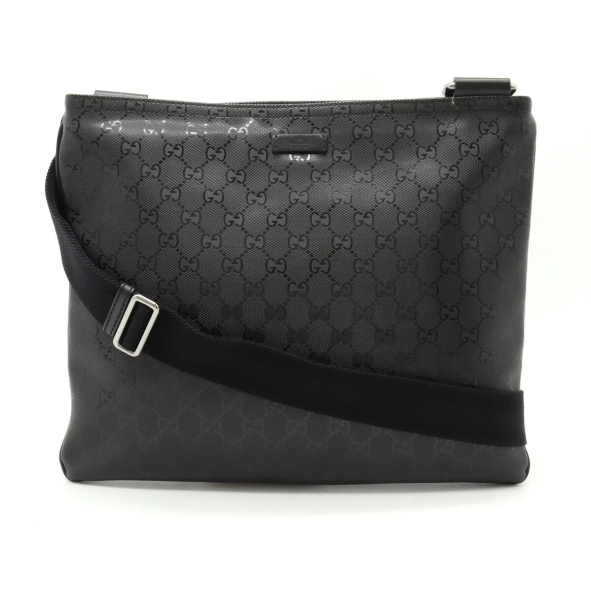 Imprime GG Crossbody Bag (Good) PVC Black Pre-Owned 201446 Leather Shoulder