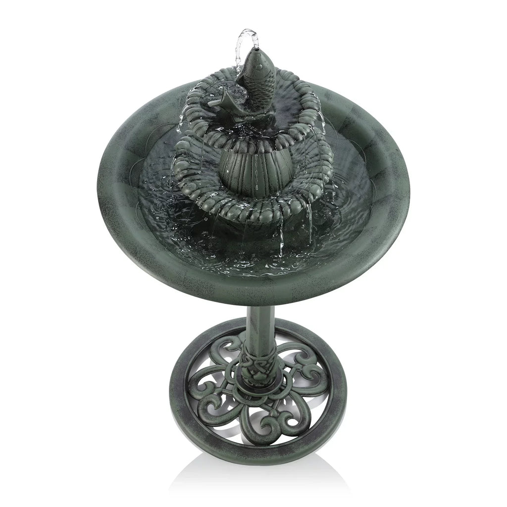 3-Tier Green Fountain Pedestal Bird Corporation Alpine Bath, Plastic
