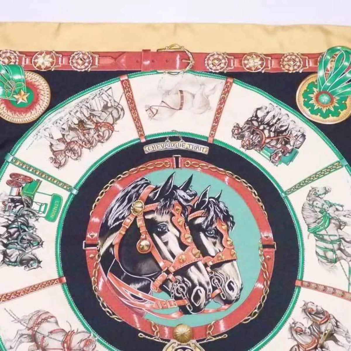 silk ladies multicolor scarf (Good) CHEVAIIX DE Carre Hermes HERMES 90 TRAIT Pre-Owned