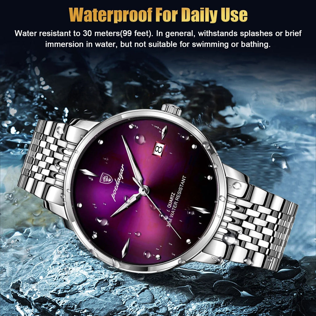 Luxury Luminous Steel Watch Waterproof Men's Classic Stainless Wristwatch Quartz