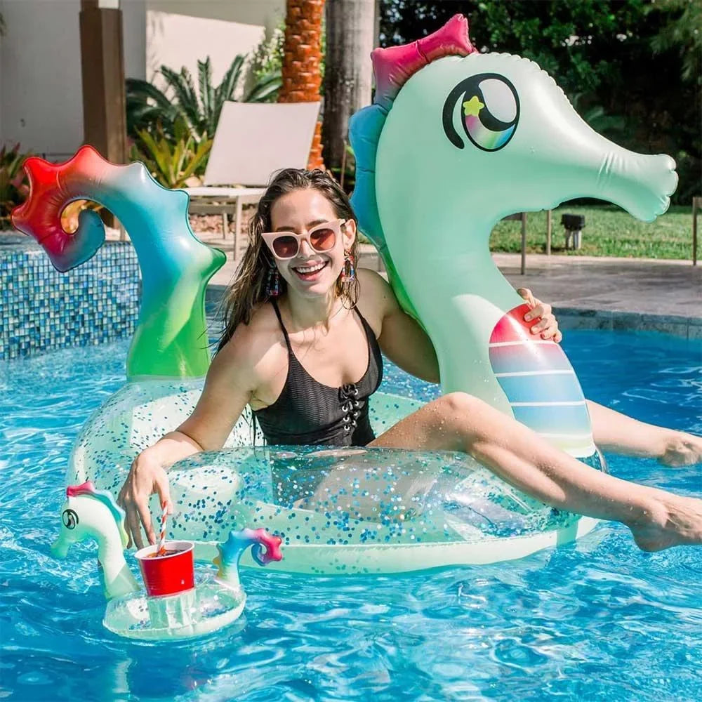with Candy Seahorse Drink Pool Glitter Holder Float PC6048GSH Pool
