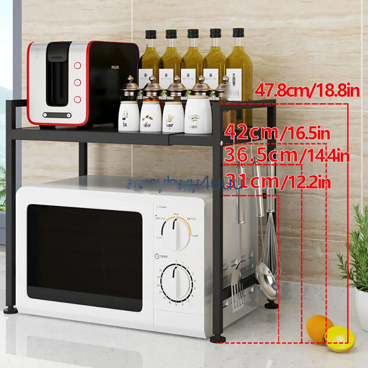 Retractable Metal Rack, Rack, Storage Single Condiment Tier Shelf Microwave Microwave Countertop Expandable inch Oven Oven Microwave Stand, Oven Cabinet 14.5~22.8 Kitchen Rack