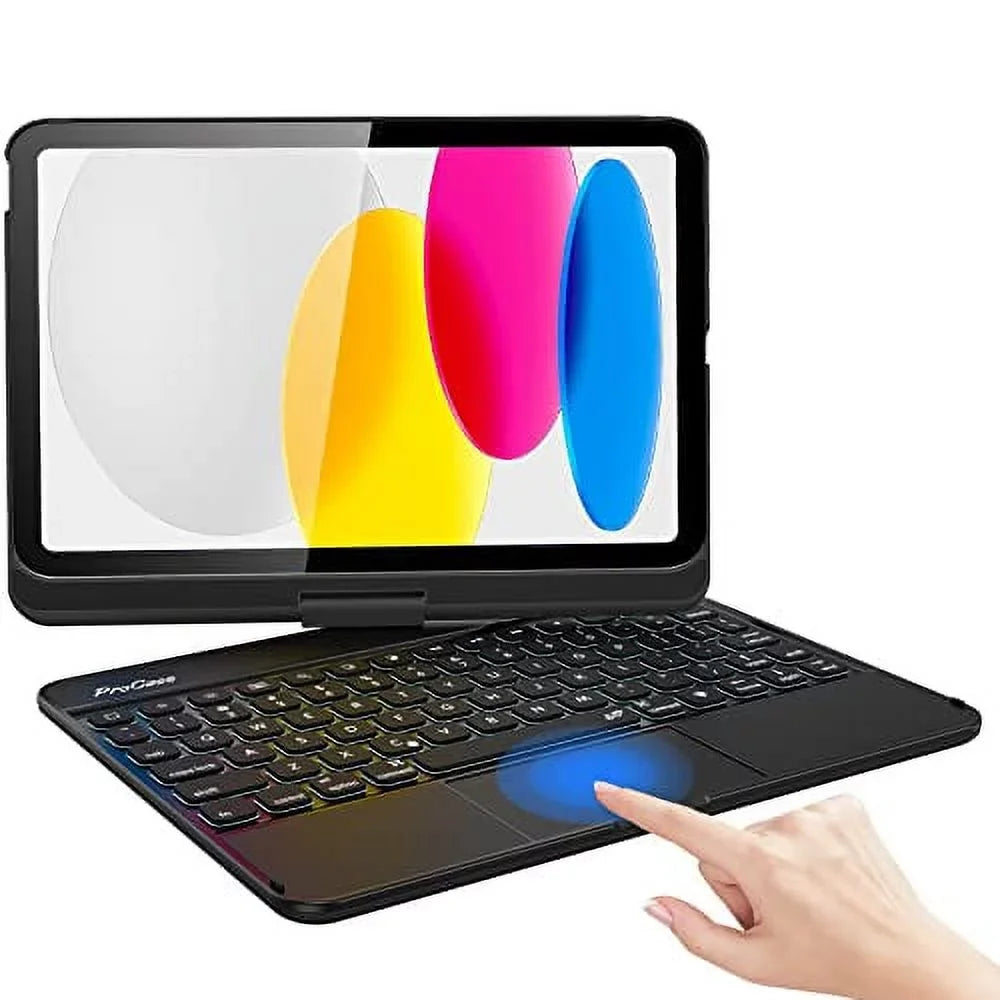 iPad 10th for Generation Touchpad 10th iPad Case Gen inch Color –Black ProCase for 10.9 Backlit 360 Multi-Touch with 7 Keyboard Rotation Degree Trackpad, 2022 Case Keyboard