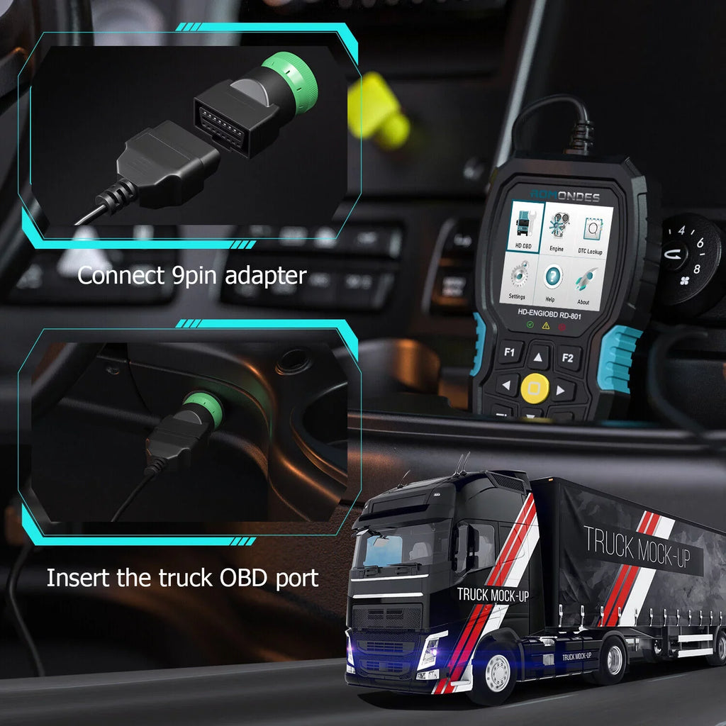 RD801 Truck Scanner Diagnostic Truck Romondes Heavy Code OBD2 Tool Reader Diesel Scanner Duty