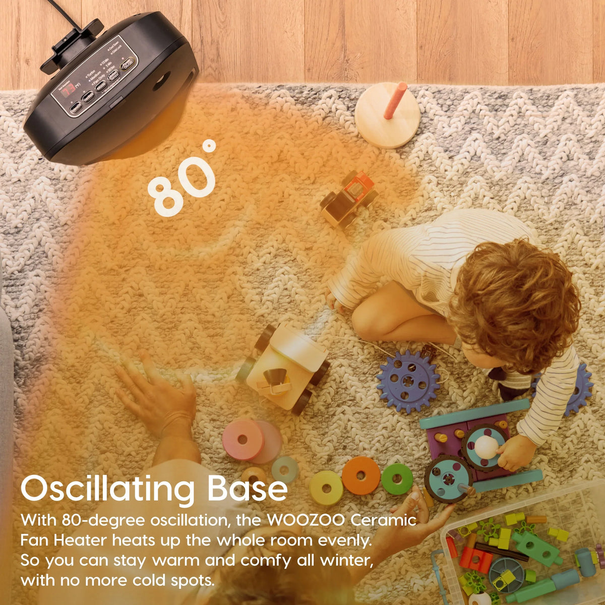 Motion 1500-Watt with Black Sensor, Built-in WOOZOO Heater Oscillating Portable Thermometer, USA IRIS