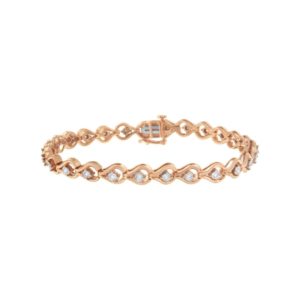 Diamond Bracelet .925 1/3 (I-J, Sterling I3-Promo) Link Rose Miracle-Set Carat Gold TDW Plated Silver