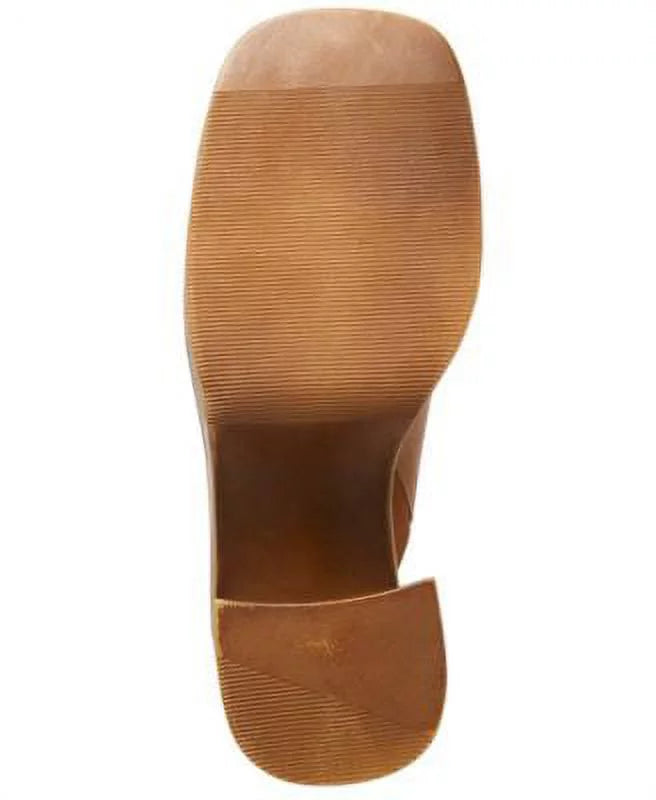 STEVE Slip Square 1" Platform Shoes Womens Flirtie Leather Toe Brown Padded Clogs MADDEN Heel 8.5 Block M On Goring