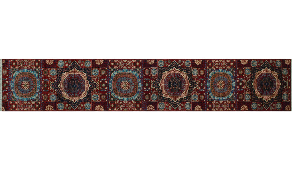 Red/Blue Freda 14'11" 2'8" Runner, x Aria
