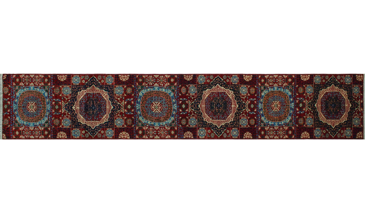 Red/Blue Freda 14'11" 2'8" Runner, x Aria