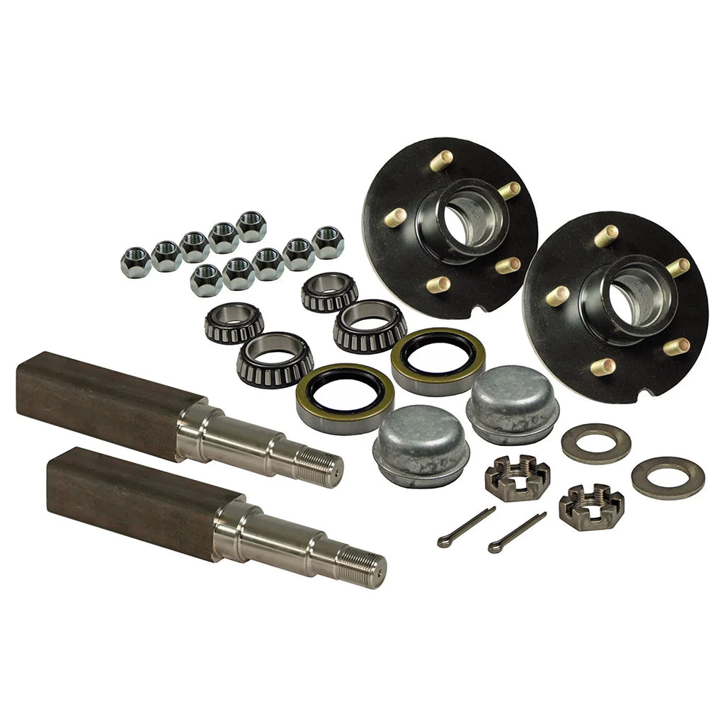 1-3/8 Inch Stock Inch 1-1/16 On &amp; Trailer 5-Bolt Square 4-1/2 Includes Tapered of To Assemblies Bearings Spindles Hub (2) Inch - Pair