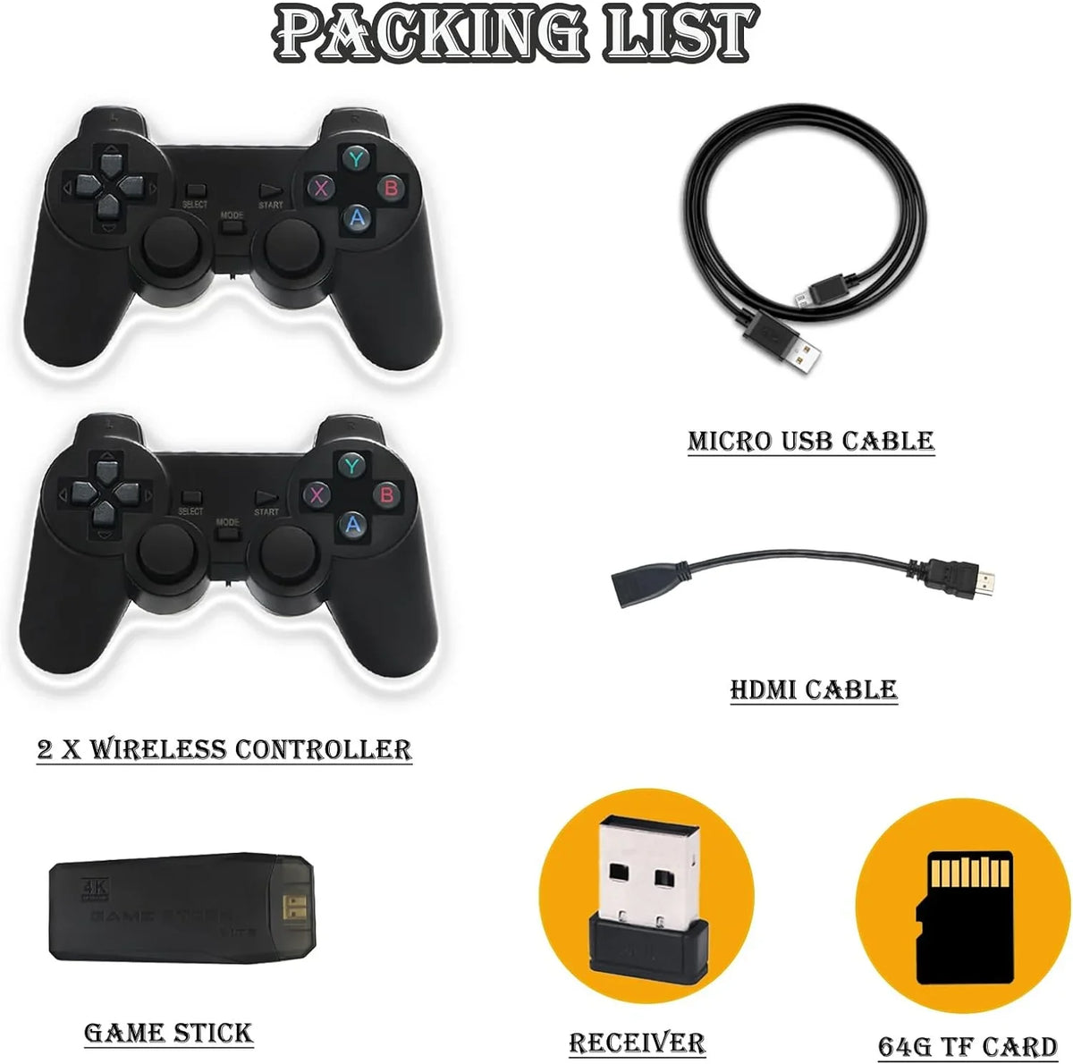 Wireless in 4K Play with Stick Game High HD Emulators,Plug Retro Output and for Wireless TV Games,9 10000+ Classic Game Dual Controllers 2.4G Video Definition Console,Built