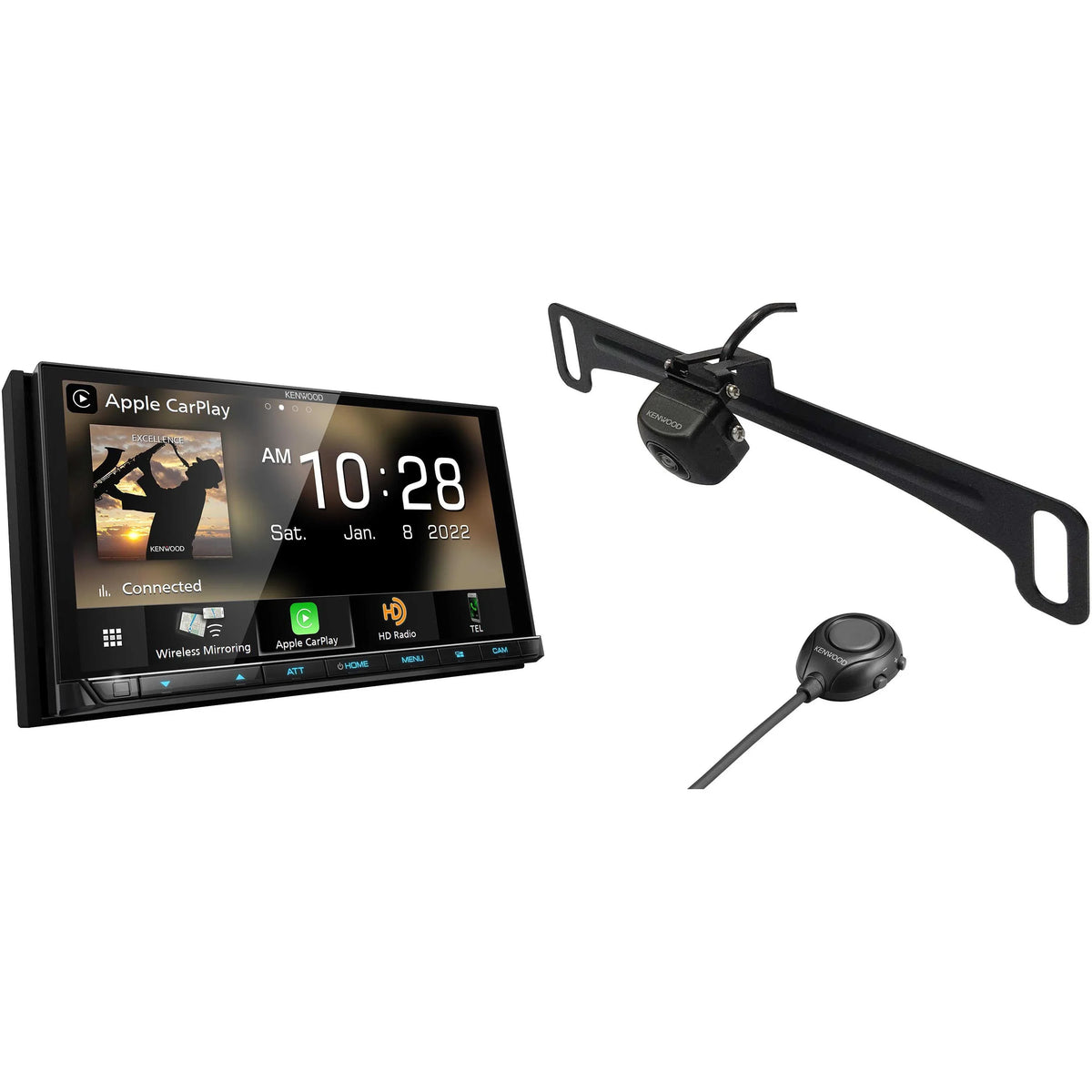 License Kenwood with Camera Multi-Angle CMOS-320LP View eXcelon Receiver with Mounting Bluetooth Rear DMX958XR Plate MultiMedia