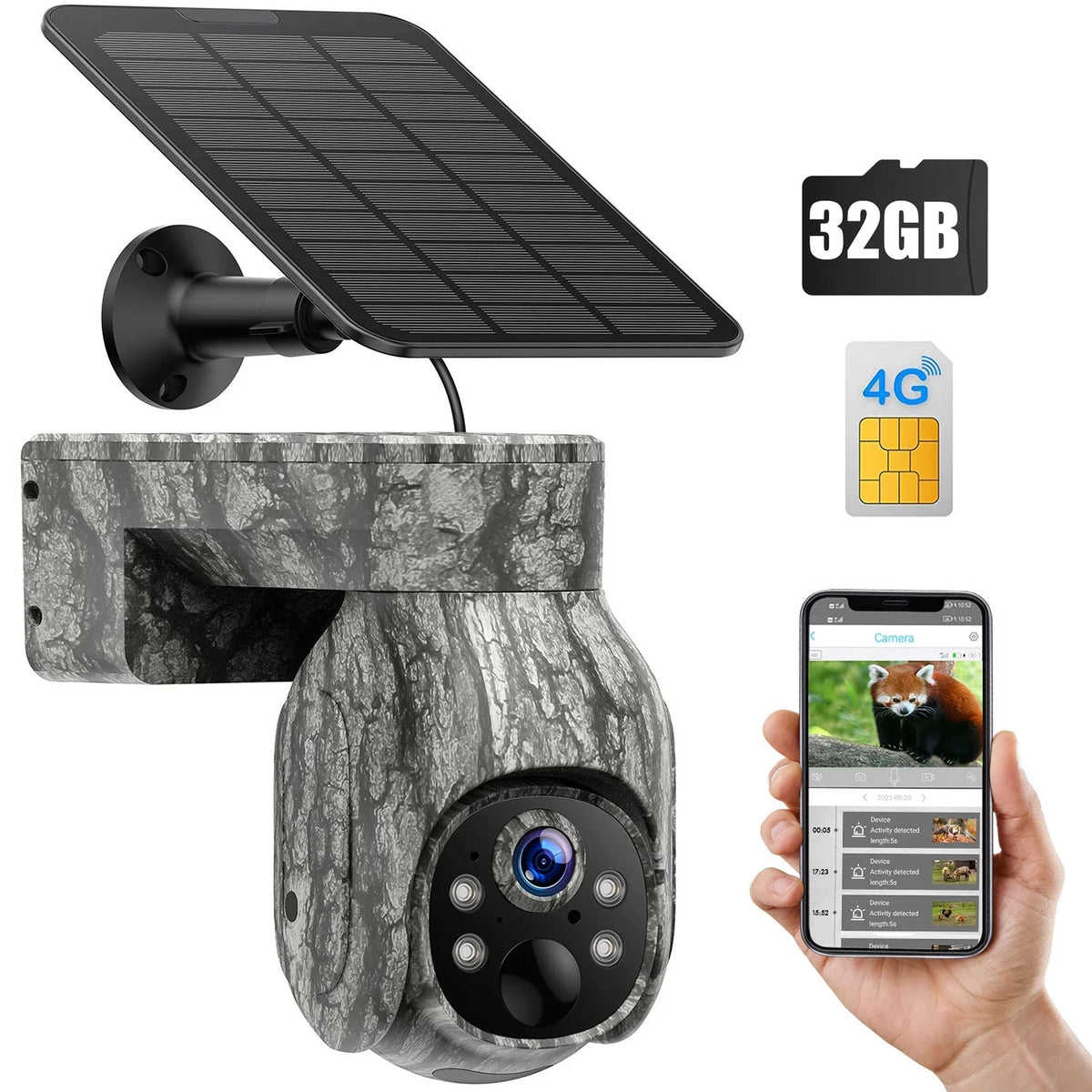Trail View, Motion, Wireless Live Game with 90°Tilt, LTE, 360°Pan Camera Night Vision, Card Cellular 4G PIR Waterproof, Cloud Solar WiFi Storage, No 2K Camera with &SD Cam Security Hunting CAMPARK SIM