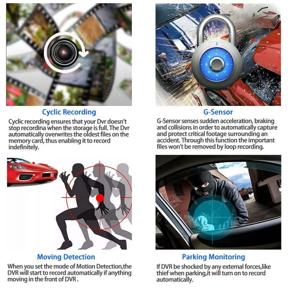 1080P Car 170° with and 4" FHD Rear Dual Lens Dashboard, Camera Recorder Camera NIFFPD G-Sensor Front DVR