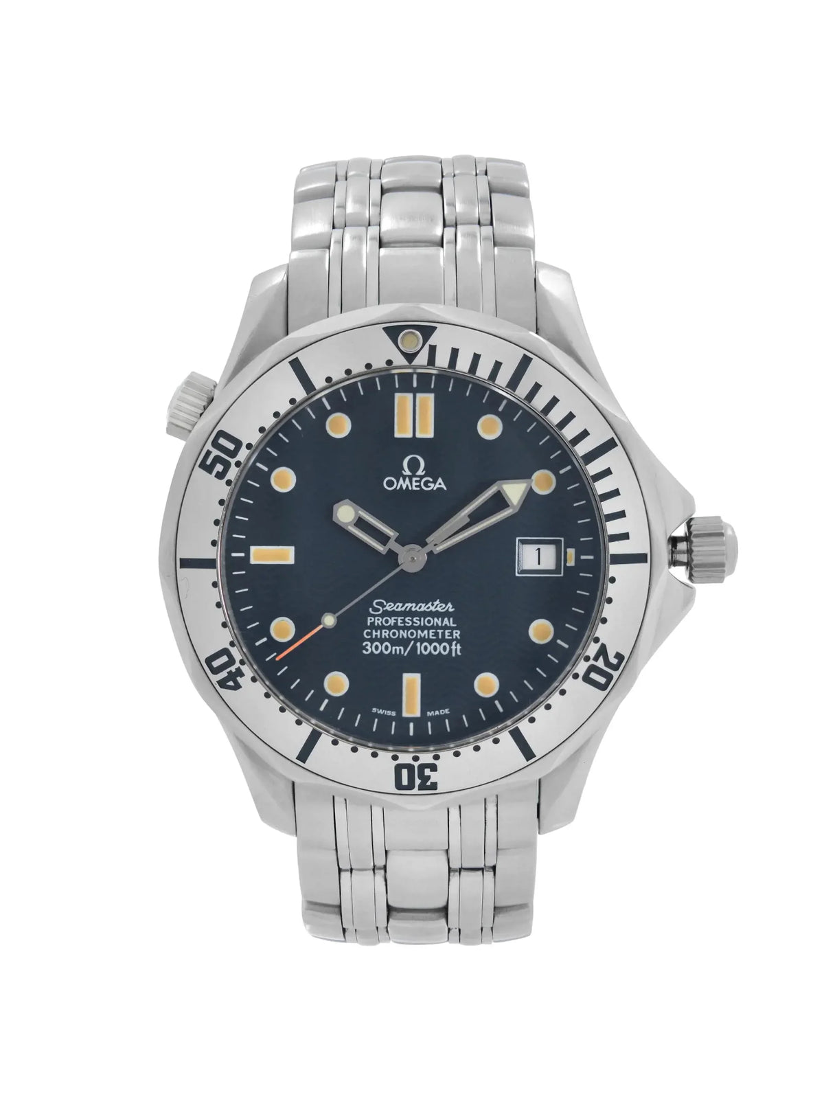 Watch Dial 41mm Omega Steel Seamaster Men Automatic Wave Diver Blue 2532.80 300m
