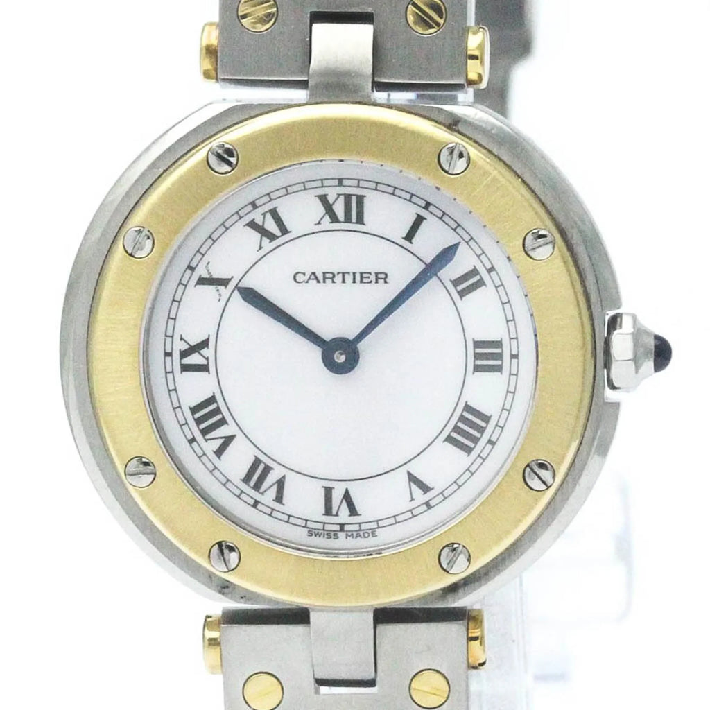 Polished (Good) CARTIER 18K Steel Quartz Gold Watch BF568475 Ladies Santos Pre-Owned Round