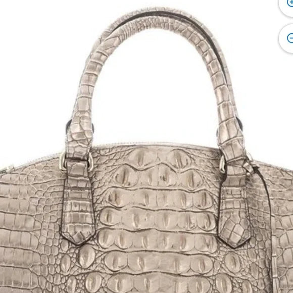 Brahmin Satchel Cane Duxbury Large Silver/Metallic Sugar
